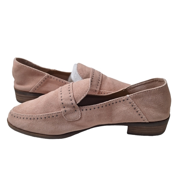 Lucky Brand Sz 10W Crestan Pink Soft Studded‎ Slip-On Suede Loafer Flats Shoes - Picture 1 of 14